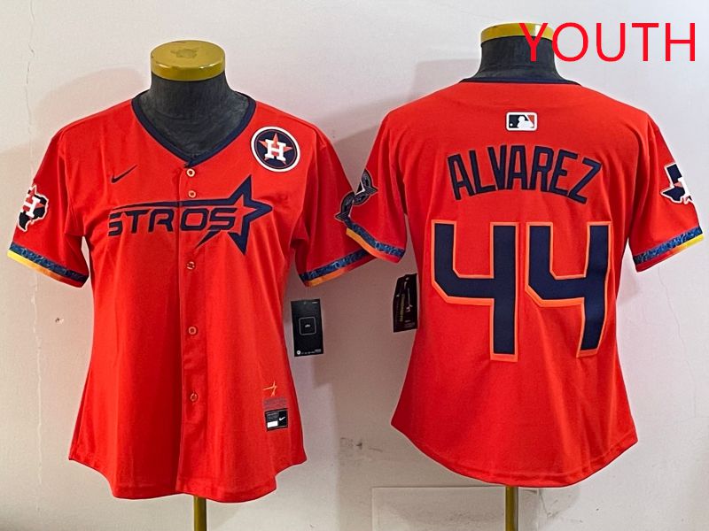 Youth Houston Astros #44 Alvarez Orange Fourth generation Joint Name Nike 2025 MLB Jersey style 6